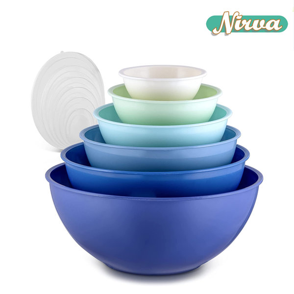 Nirva Vim 12 Piece Plastic Mixing Bowls With Lids Set Colorful Mixing